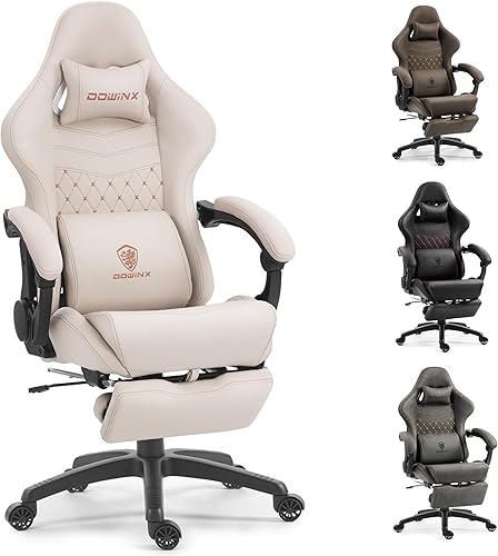 Miniatura 11 de Dowinx Silla de juegos grande y alta, sillas de videojuegos con reposapiés, sillas de PC para jugadores de adultos – Silla reclinable ergonómica