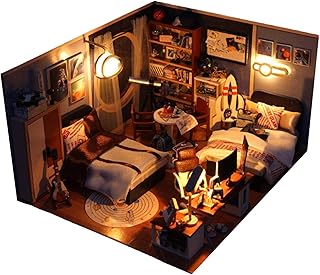 casa bonecas em miniatura DIY, Acessórios Mini Casa Boneca, Kit miniatura artesanal para casa bonecas com mobília, mini brinquedos para casa bonecas com capa à prova Jmedic