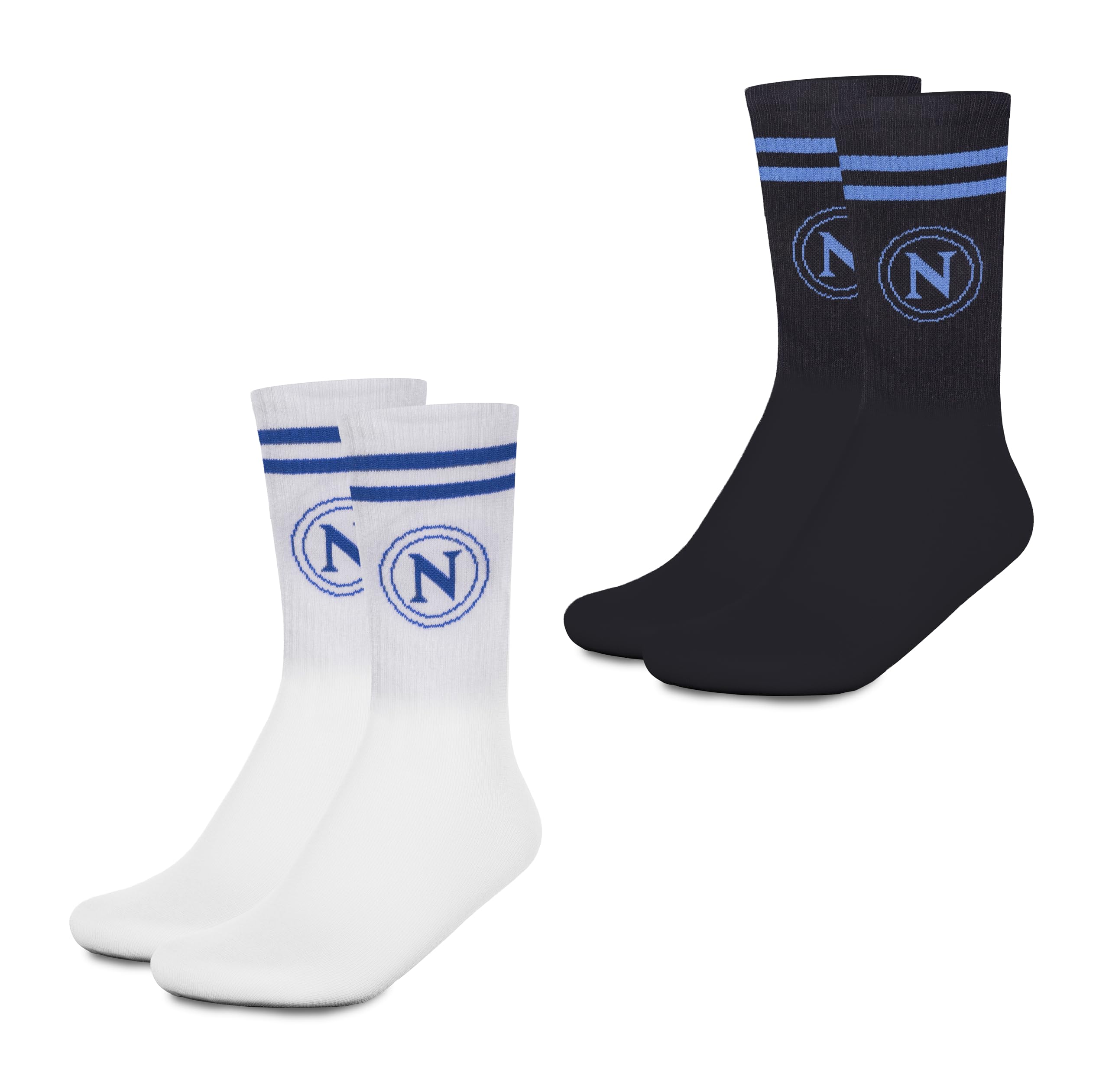 hermet SSC Napoli Set of 2 Pairs Socks - Pack of 2 - Socks with Logo, Size 39/42, Black White, Official Product, white/black, 39-42