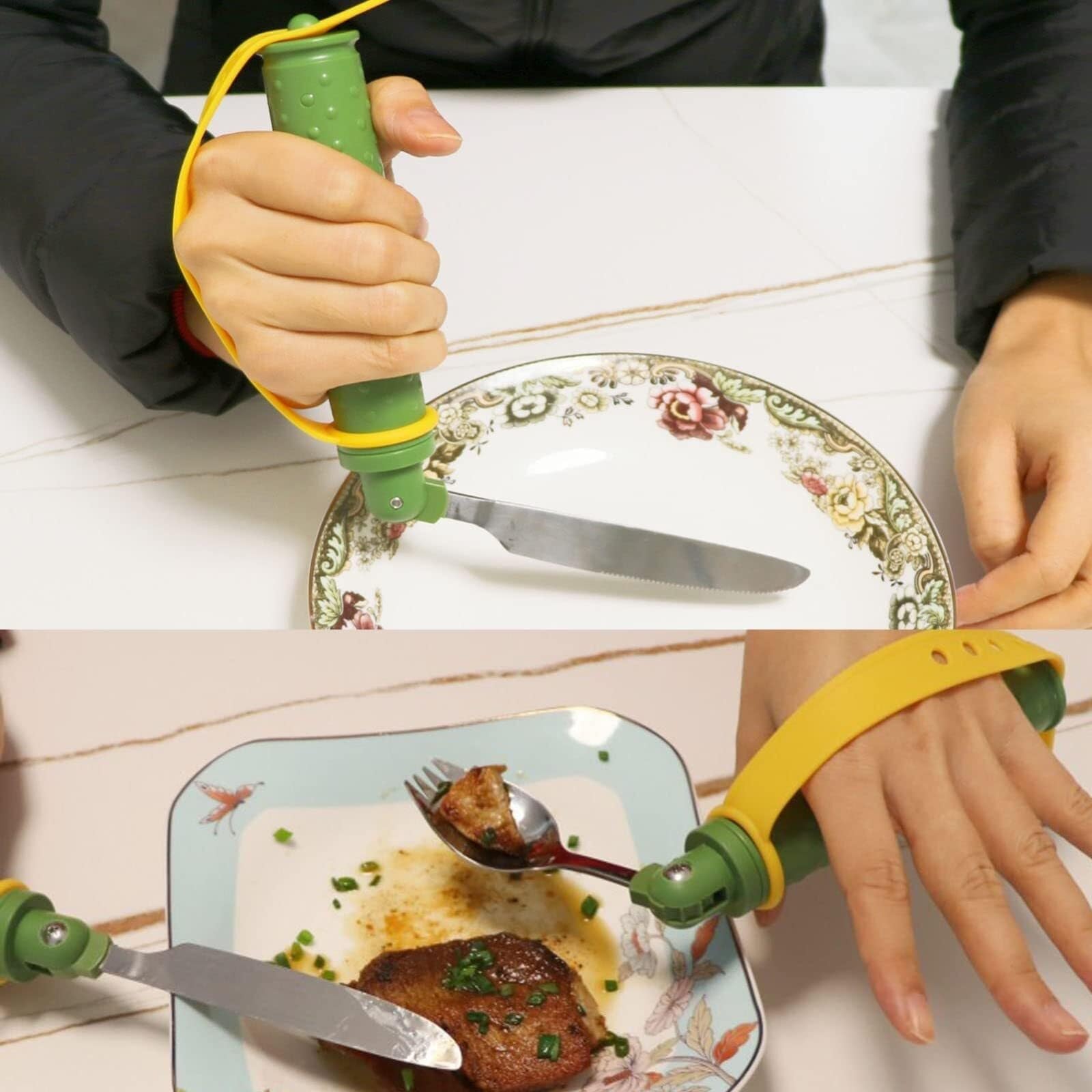 Cuchara y tenedor adaptables de fácil agarre, cuchillo con mango antideslizante, cubiertos flexibles, alimentación adaptable, cubiertos flexibles, ayudas para comer para personas mayores con Parkinson