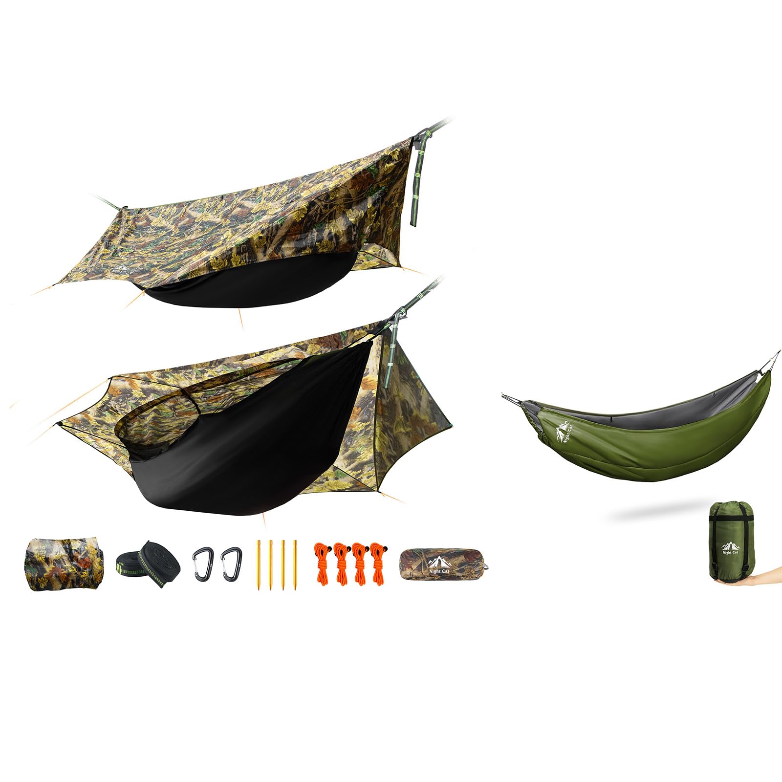 Night Cat Hamaca Jardin Colgante con Mosquitera con Hamaca Underquilt