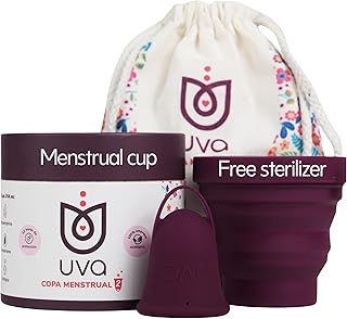 UVA 2 Reusable Menstrual Cup Kit - Size B for Heavy Flow - 10-Year Durable & Leak-Proof Silicone - Large Menstrual Cup, St...