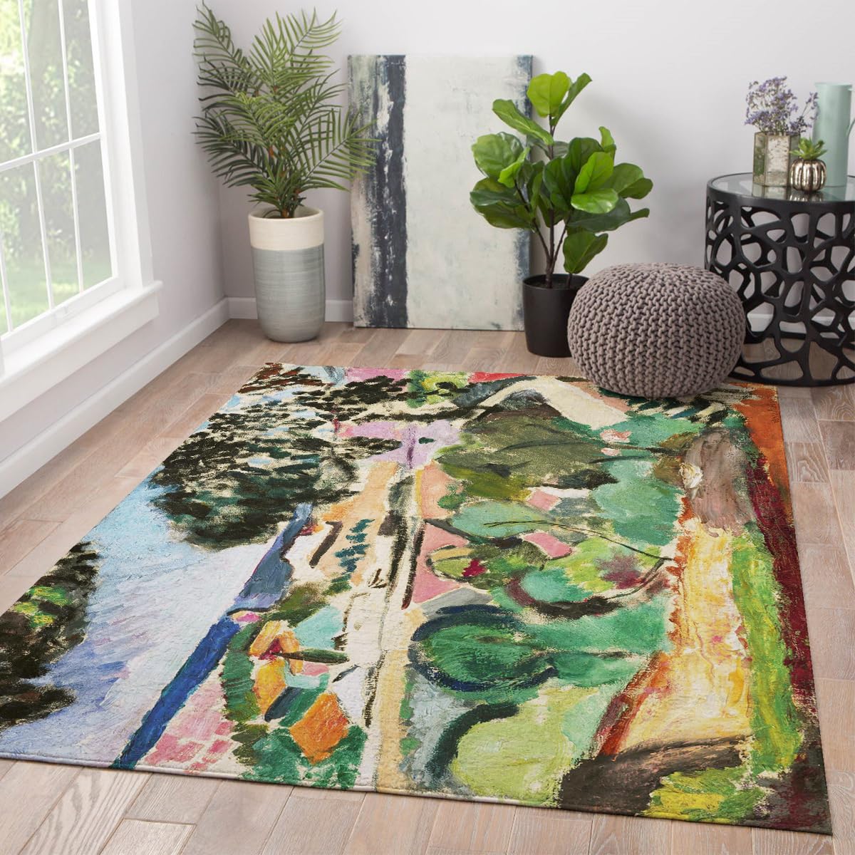 Landstadt-Landschaftsteppich Flächenteppich Land-Bauernhaus-Teppiche für Wohnzimmer Schlafzimmer Waschbar Rutschfester und Flacher Teppich für Klassenzimmer 180x240cm