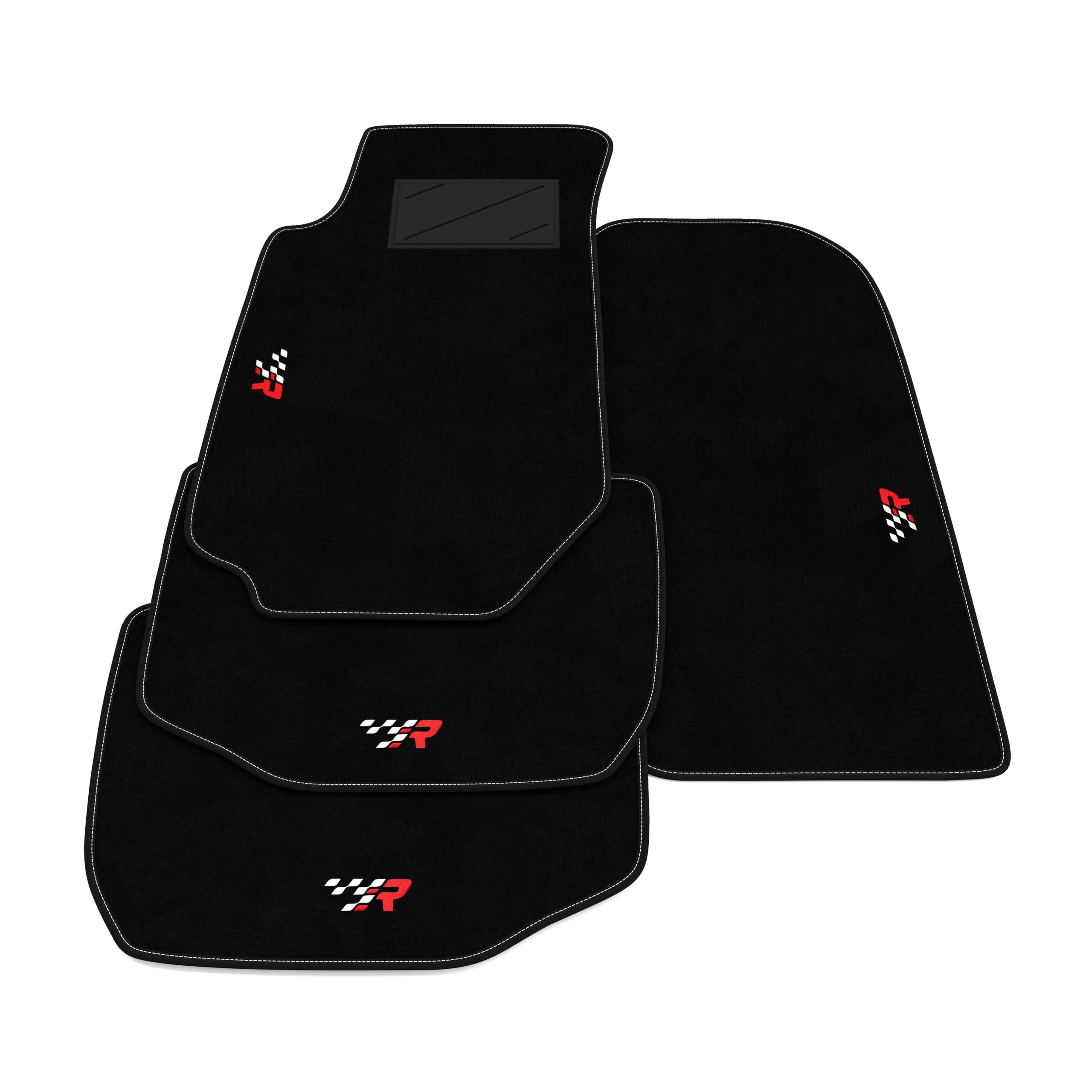 Set de Tapis de Voiture compatibles avec Ford Granada 1981-1985 | Tapis sur Mesure en Moquette, Broderie R Racing, sur Mesure