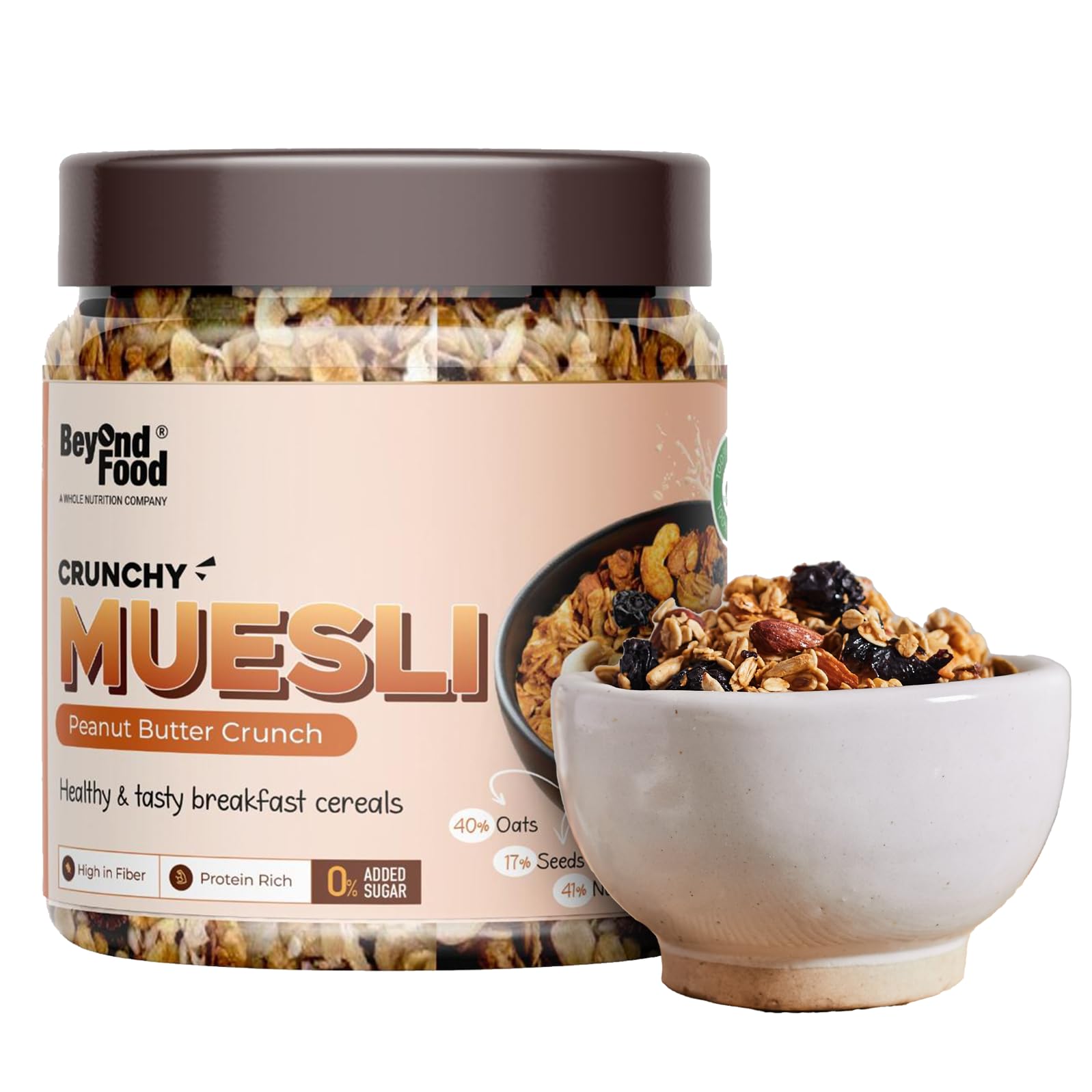 Beyond Food Peanut Butter Crunch Muesli - Healthy Breakfast Cereal with 44% Nuts & Seeds and 40% Oats - Muesli Nuts - High Protein Breakfast - No Added Sugar - Rich in Protein & High Fiber - 450g (B0D3B2V4GB) Amazon Price History, Amazon Price Tracker