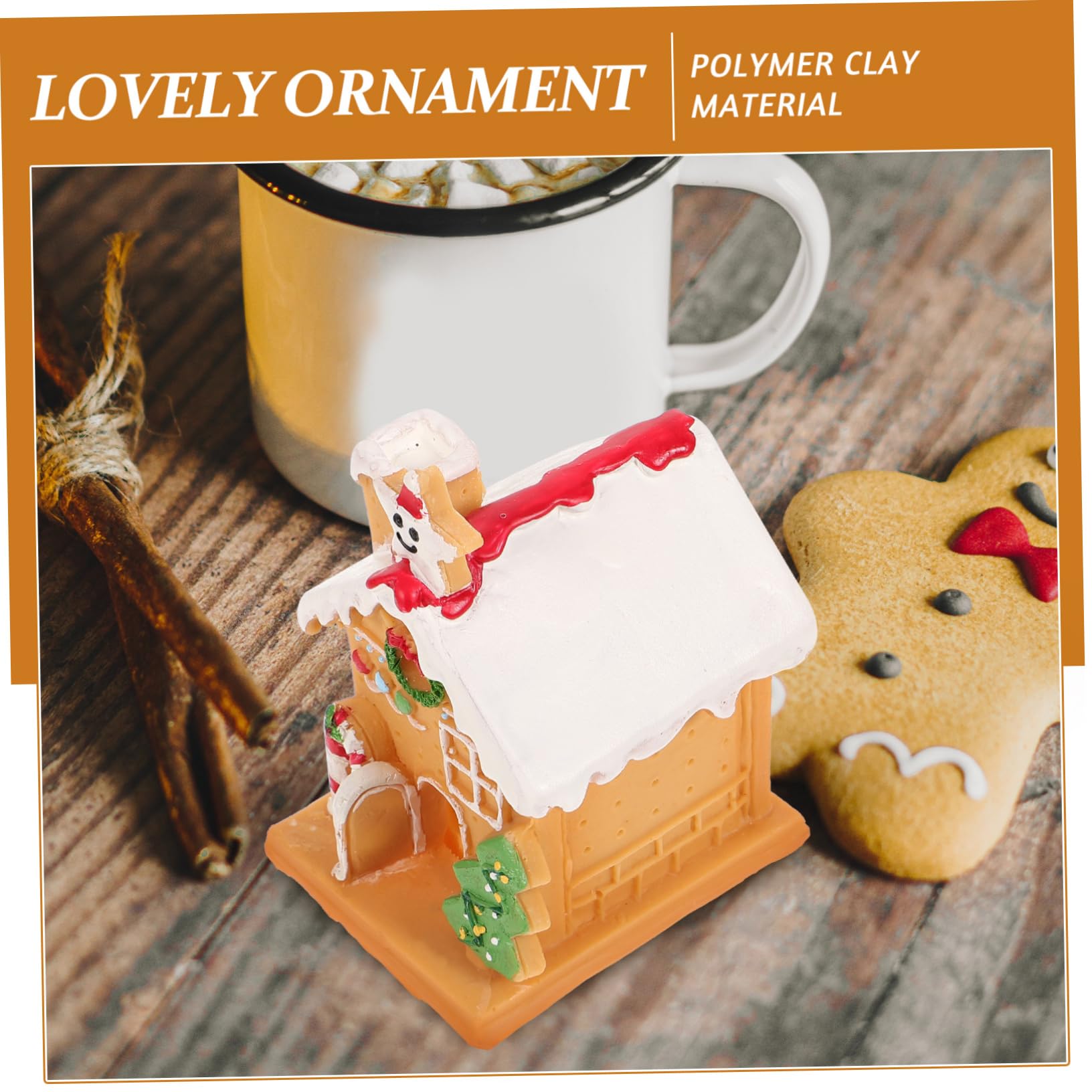 ABOOFAN 1pc Decoration for Christmas Party Festive Polymer Clay Craft Xmas Cabin Ornament Roof Design for Table Window Display