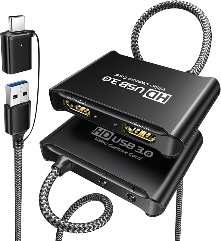 Tarjeta de captura de vídeo HDMI USB 3.0, paso 4K, salida HD 1080P60 | Metalshell, Plug & Play, dispositivo de captura de videojuegos de Audio HDMI a USB C para Streaming, Cam Link para Switch2/PS5/Xbox/PC/OBS