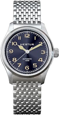 Automatic Mechanical Mens Watch 38mm, Miyota 8215, Classic Pilot Watches, 10bar, Date, Eleven Bead Steel Belt and Leather Strap