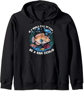 Ram Cichlid Fish Lover Freshwater Aquarium Fish Aquarist Zip Hoodie