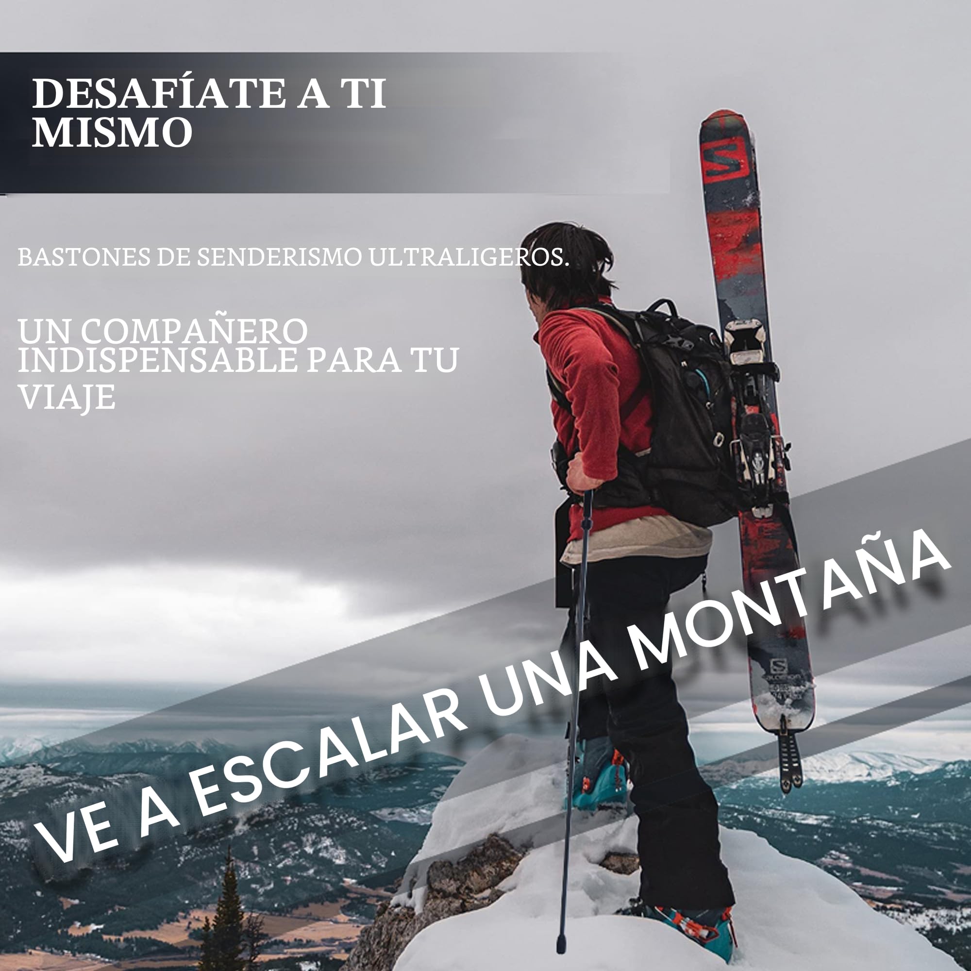 OKHEALING - Bastones de senderismo ultraligeros, fibra de carbono, 5 secciones, juego de 2, bastones de senderismo, equipo de montañismo, gorra de caminar, absorbe la humedad con bolsa de