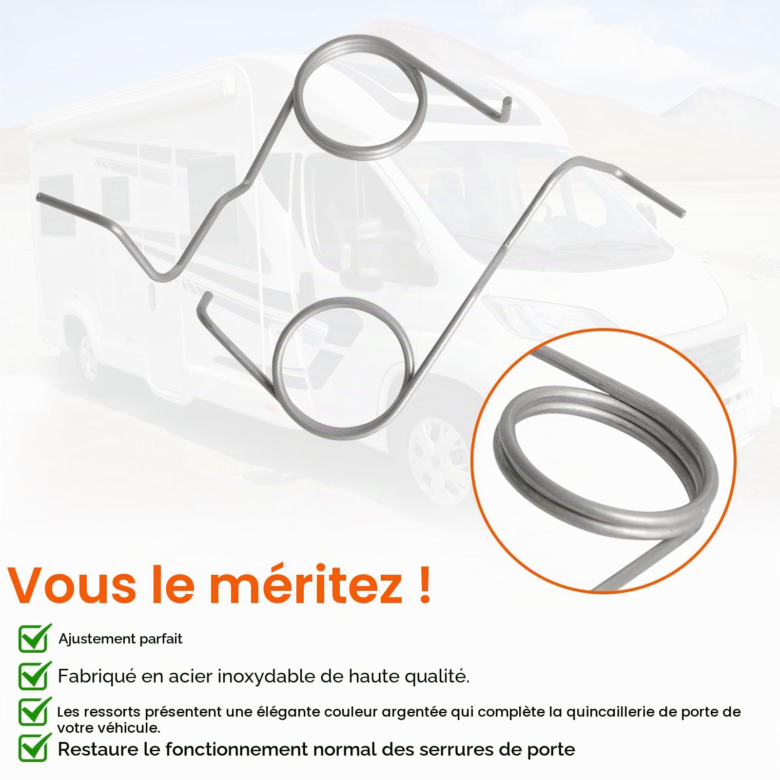 Lot de 2 ressorts de verrouillage de porte compatibles avec Hartal Motorhome Caravan Door Replacement pour porte gauche ou droite, en acier inoxydable