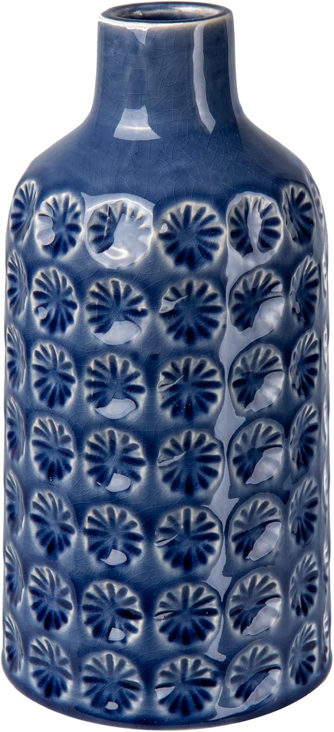 9 Inch Tall Ceramic Vase for Flowers Blue Flower Vase Modern Decorative