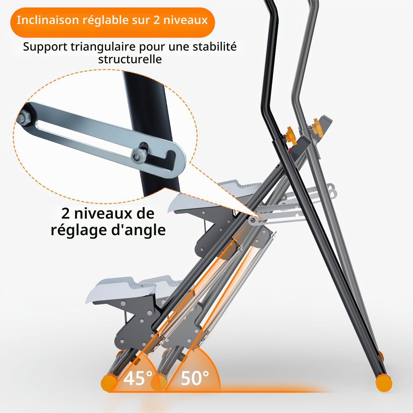 RYGEO - Stepper de marche pliable, grimpeur vertical, appareil d'exercice à domicile pour les abdominaux, les fessiers et les jambes, avec résistance réglable