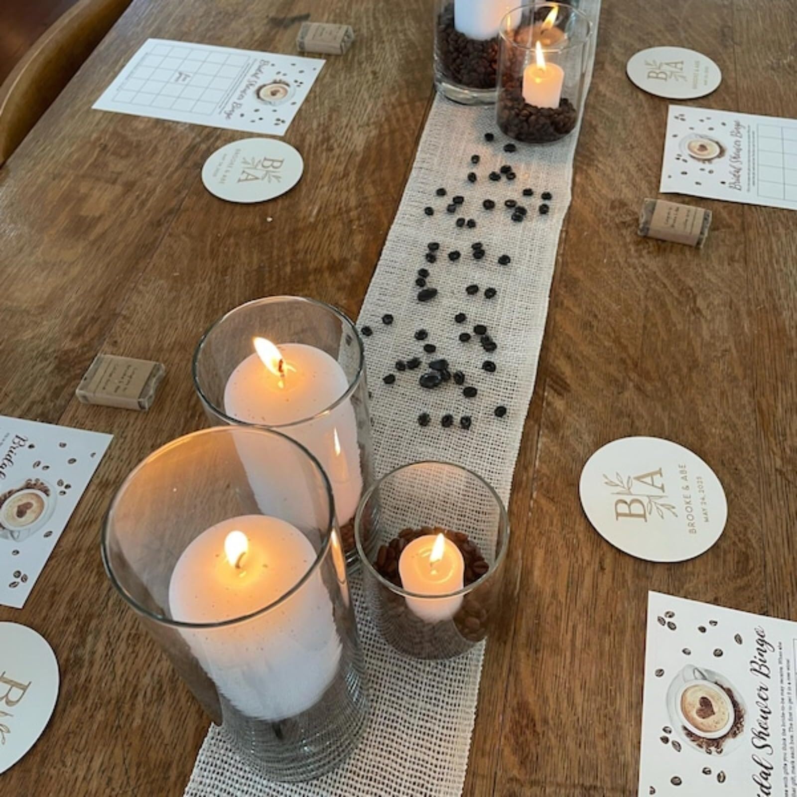 Posavasos De Madera Personalizados, Regalo De Boda, Nombre Personalizado Grabado, Regalo De Inauguración De La Casa, Almohadilla For Taza De Té, Café, Compromiso, Navidad(80pcs)