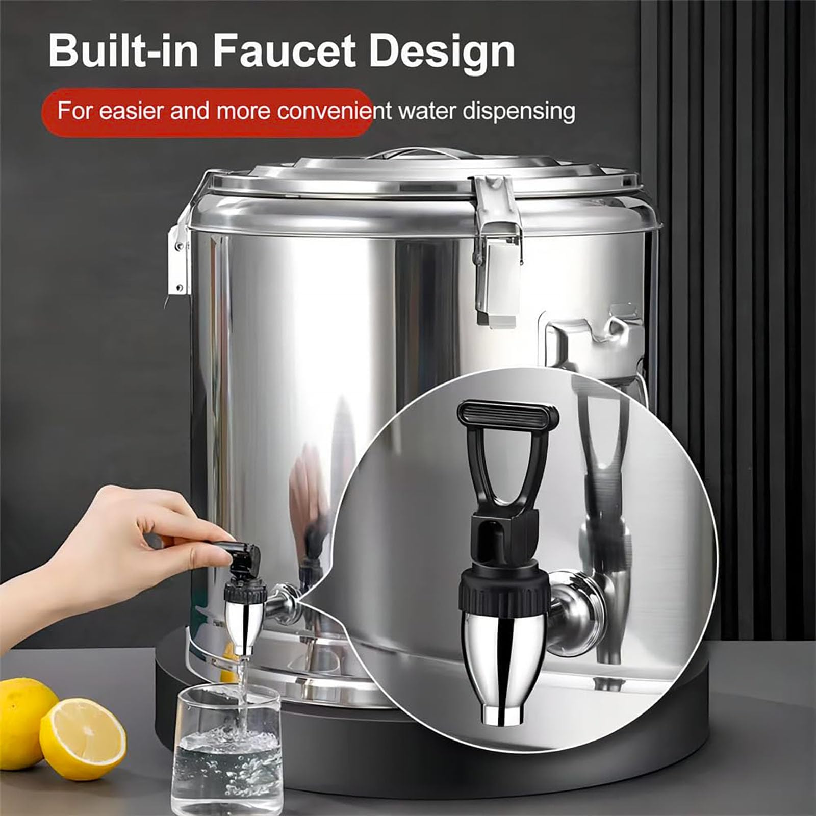 Barilotto isolante commerciale, dispenser termico per bevande in acciaio inox con rubinetto, schiuma PU completa e guarnizione in silicone per bevande calde e fredde a casa, feste, campeggio, bar