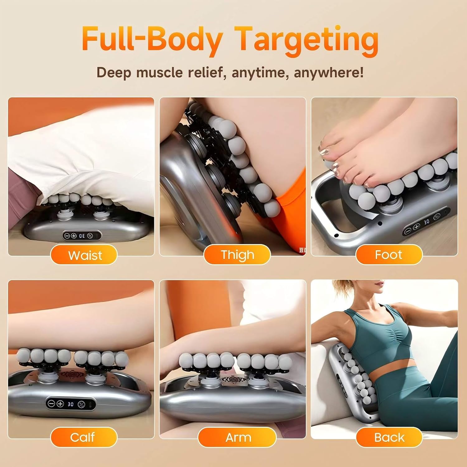 48-Head Massage Gun Set, Deep Tissue Percussion Massager with 9 Modes & 9 Intensity Levels, Quiet Muscle Massage Gun for Back, Shoulders, Legs, Foot, and Body Muscle Pain Relief - Image 7