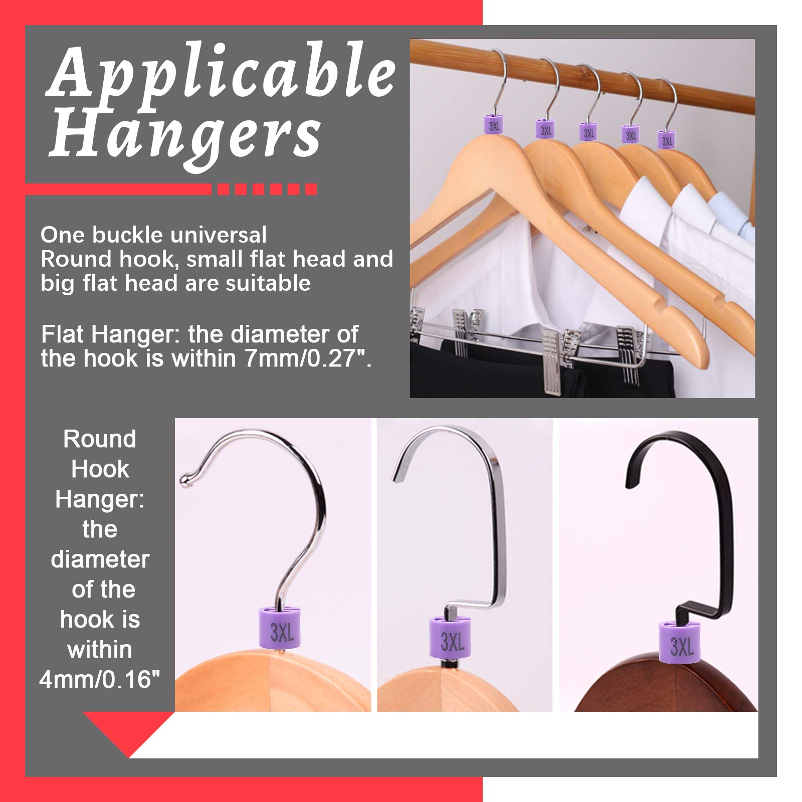 Swpeet 150Pcs Purple Plastic Clothes Hanger Size Markers Color-Coding Hangers with Storage Box, 3XL - Image 4
