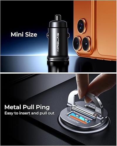 Miniatura 4 de MRGLAS [Paquete de 2] Cargador de coche USB C de 125 W, mini adaptador de coche USB C de metal de carga rápida PD65W y QC60W de doble puerto tipo C