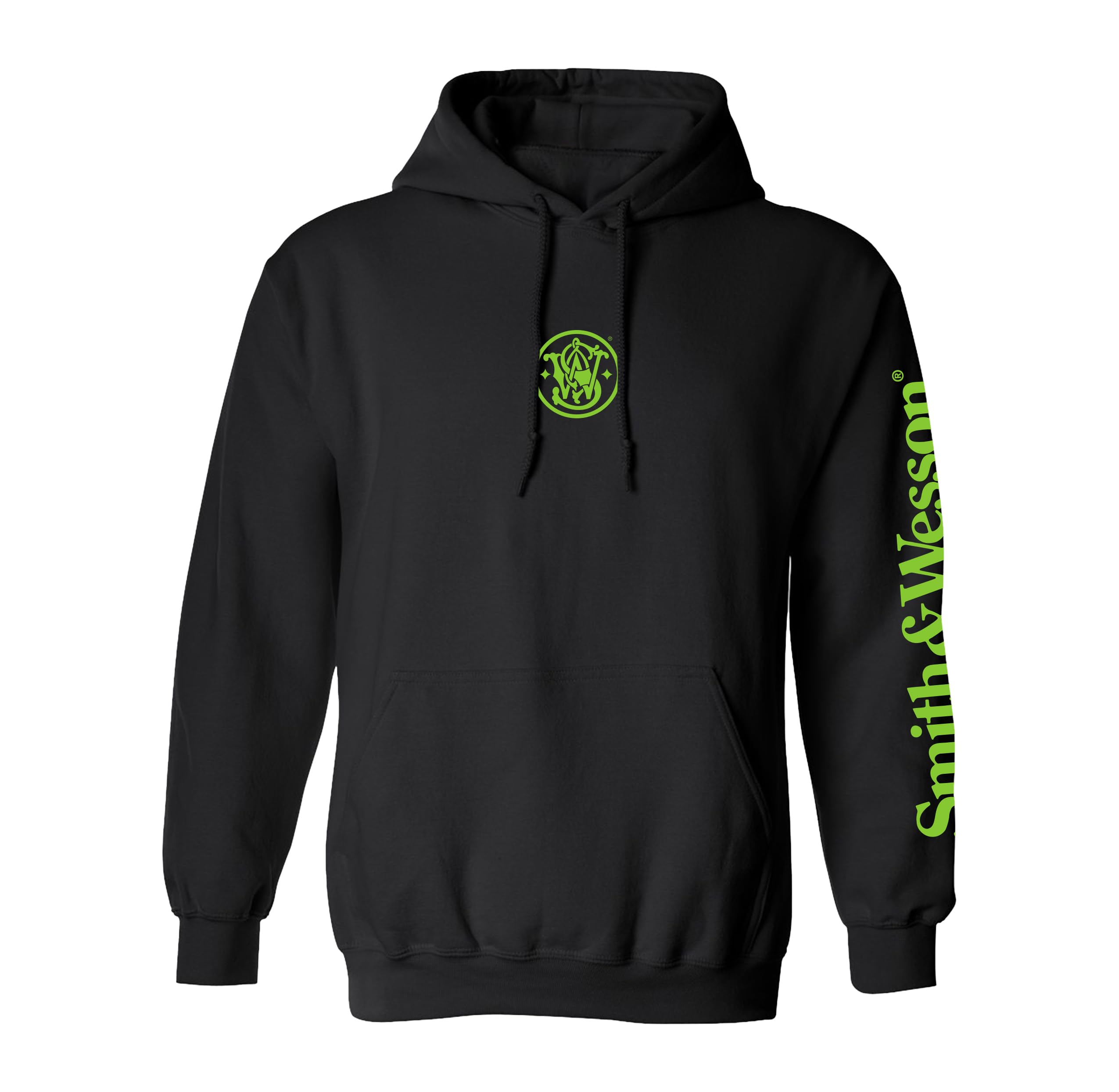 Smith & Wesson Officially Licensed Men's Hooded Sweatshirt, Long Sleeve Pullover Graphic Hoodie with Arm and Chest Logo