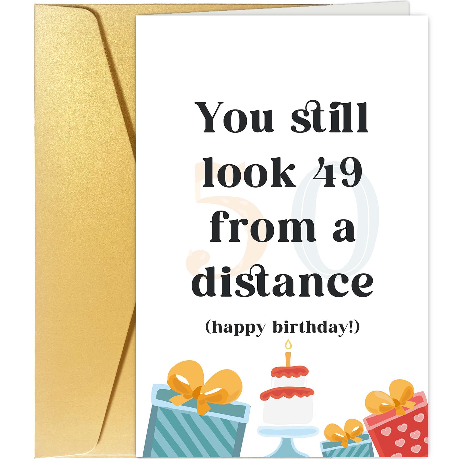 Spercy Funny 50th Birthday Card for Him Her, 50 Bday Gifts for Women Men, Fifty Years Old Party Decoration for Mom Dad