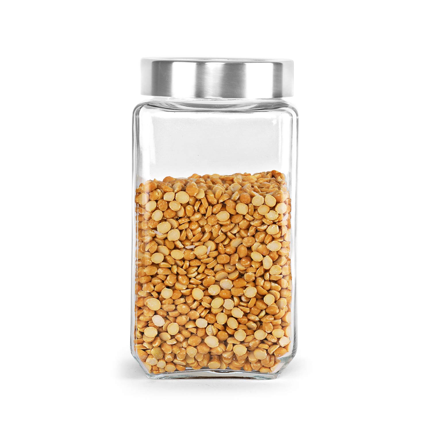 CELLO Qube Fresh Glass Storage Jar for Kitchen 2250 ml Transparent | Durable Fridge Safe Airtight Leadfree Toughened Glass Kitchen Storage Container Jars Set For Beans, Whole Grains Spices Dry Fruits