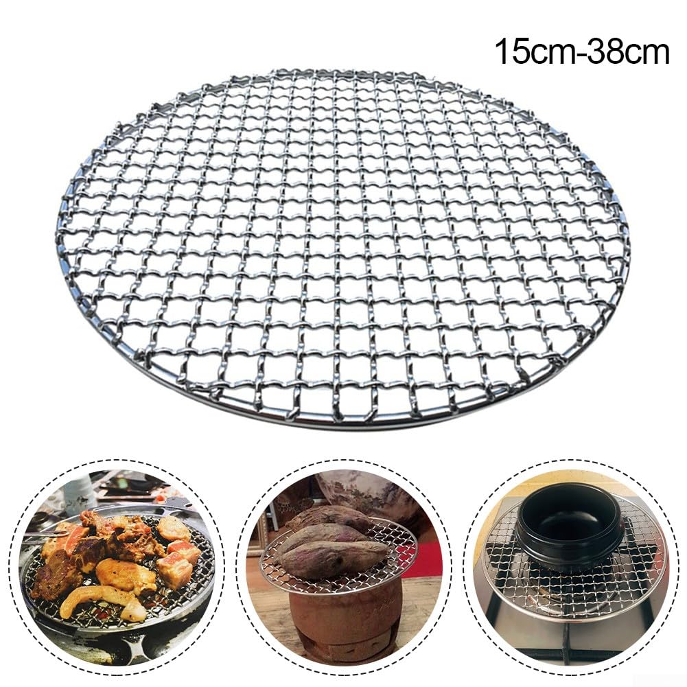 Artykuły do ​​pieczenia, Okrągła siatka do grilla ze stali nierdzewnej, nieprzywierająca, koreańska siatka do grilla, narzędzie do grillowania boczku(380MM)