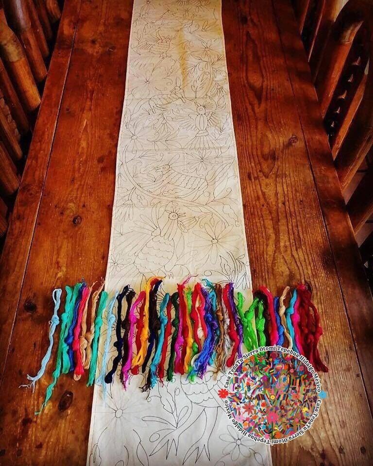 Otomi embroidery kit table runner 76 x18 in.