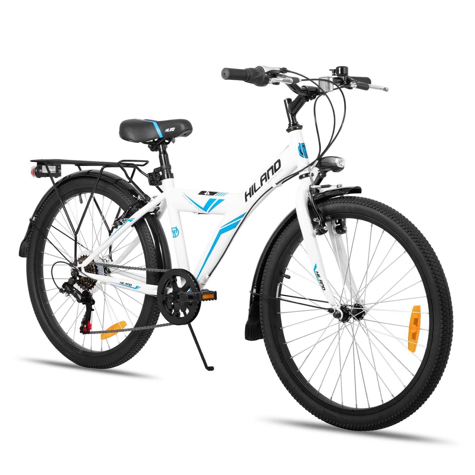 HILAND Bicicleta de montaña 20/24" 6 velocidades para niños Blanco/Negro