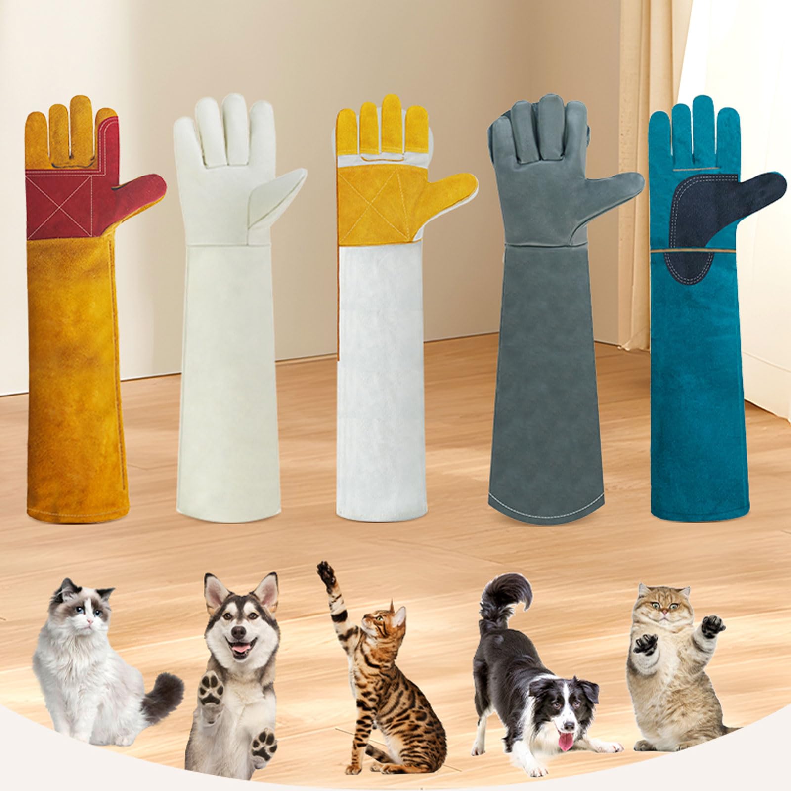 Gants Anti-Morsure,Gants De Traitement des,Gants de Soudure,Gants Renforcé Anti-Morsure,Résistant à l'usure,Indéchirable,Anti-crevaison,imperméable,pour Attraper Les Chiens,Les Chats