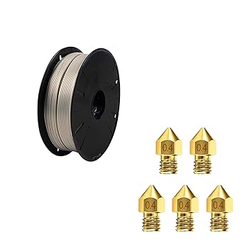 Tesseract Premium PLA + 1.75mm 3D Printing Filament | Compatible with Most FDM Printers | 1 KG 3D Printer Filament - PLA Brass (Quantity 1) | MK8 0.4mm Brass Nozzle for 1.75mm Extruder (5 Qty)