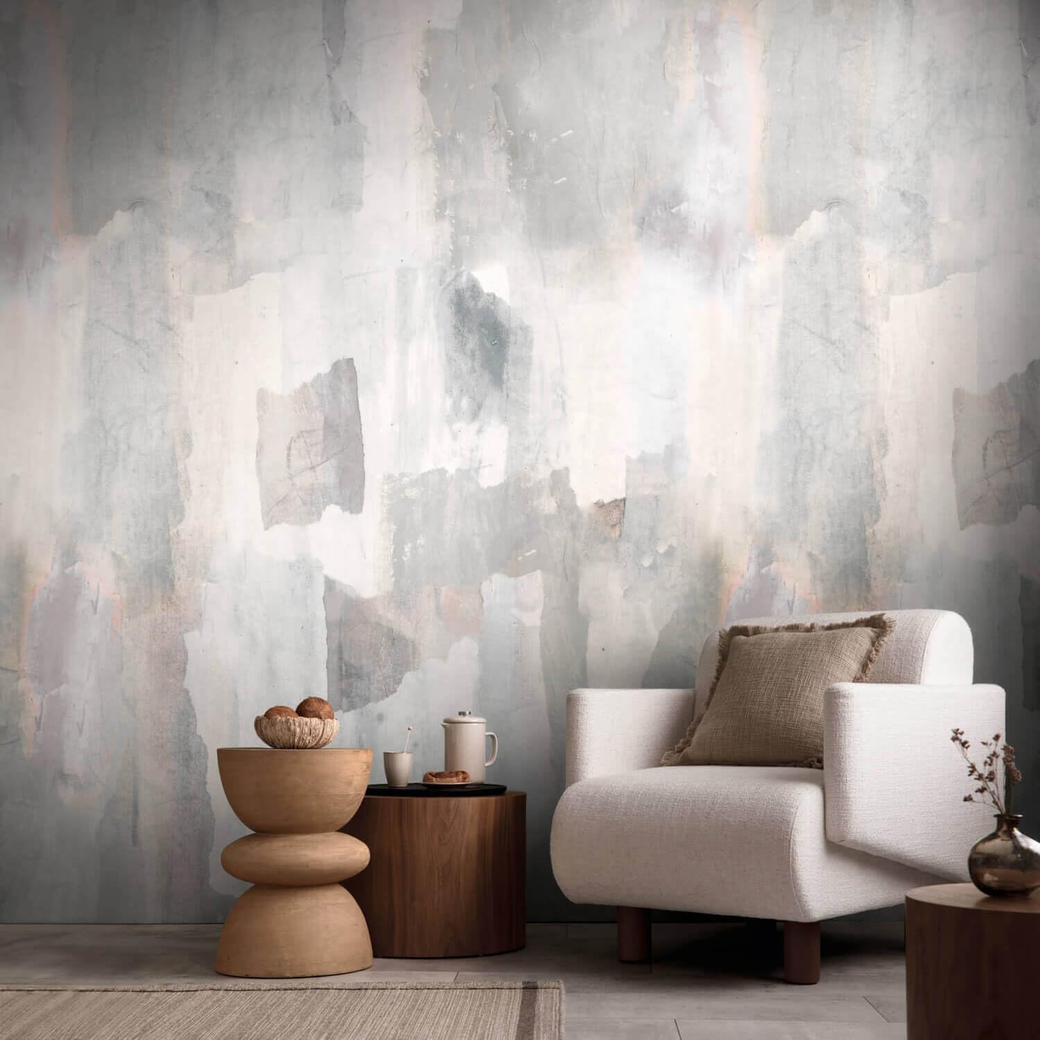 Papel pintado acuarela gris beige Profhome 782073-GU fotomural TNT para pared elegante de 4,45 m2