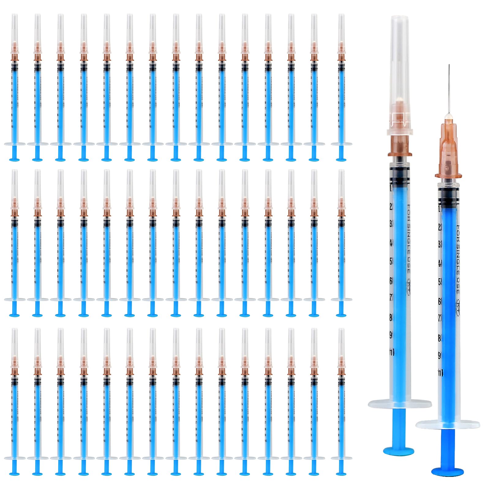 SPORWAY Lot de 100 seringues stériles, seringue en plastique de 1 ML avec aiguilles et embouts, seringue pour colostrum de 1 ML pour le remplissage et la mesure de liquides, alimentation des animaux