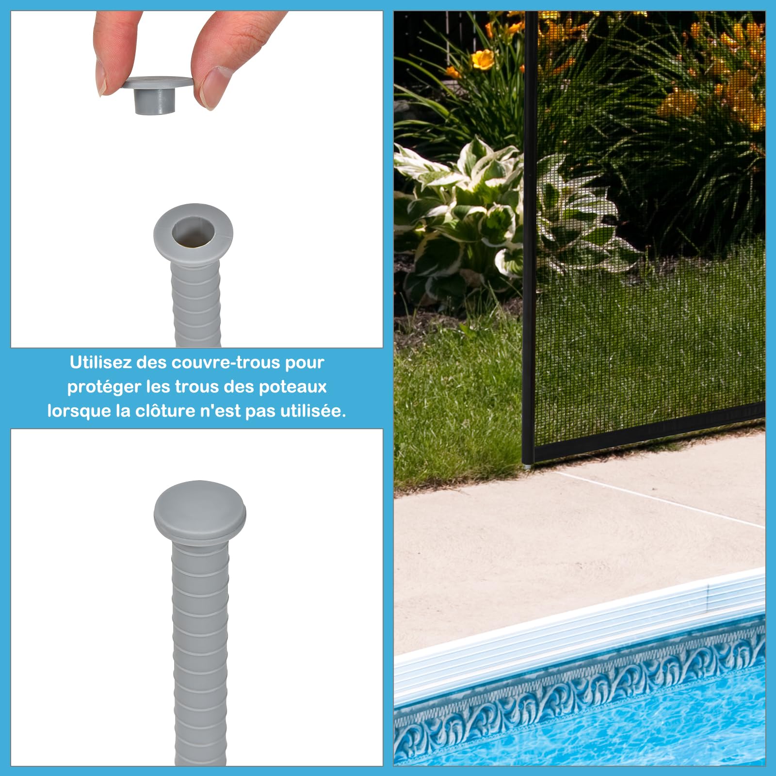 SOARS Clôture Piscine, Lot de 4 Barrières Extérieur 360 X 125 CM