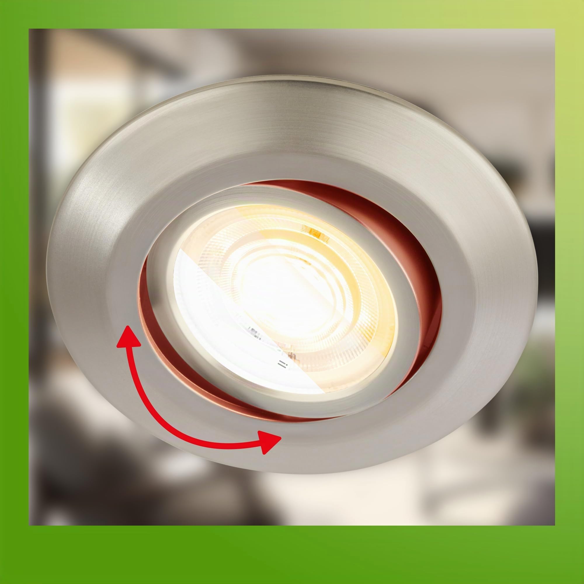 BRILONER - Set di 3 faretti LED da incasso 230V alloggiamento 50% riciclato, orientabile, Ra90, cambio temperatura colore, spot LED, piatto, 68mm, 90x24mm (DxH), nichel opaco