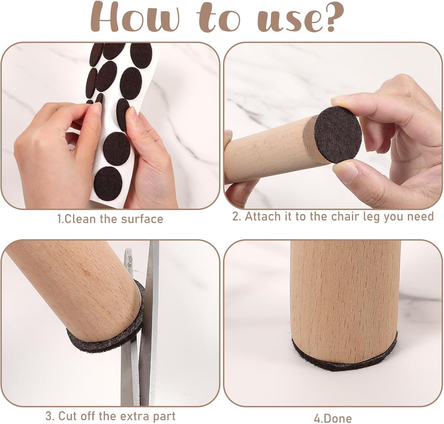 Felt Furniture Pads, 80 PCS Felt Pads for Protecting Hardwood Floors, 1" Round Self Adhesive Felts Pads for Furniture Feet Floor Protectors, Protecting from Nicks Dents Scratches (Dark Brown)