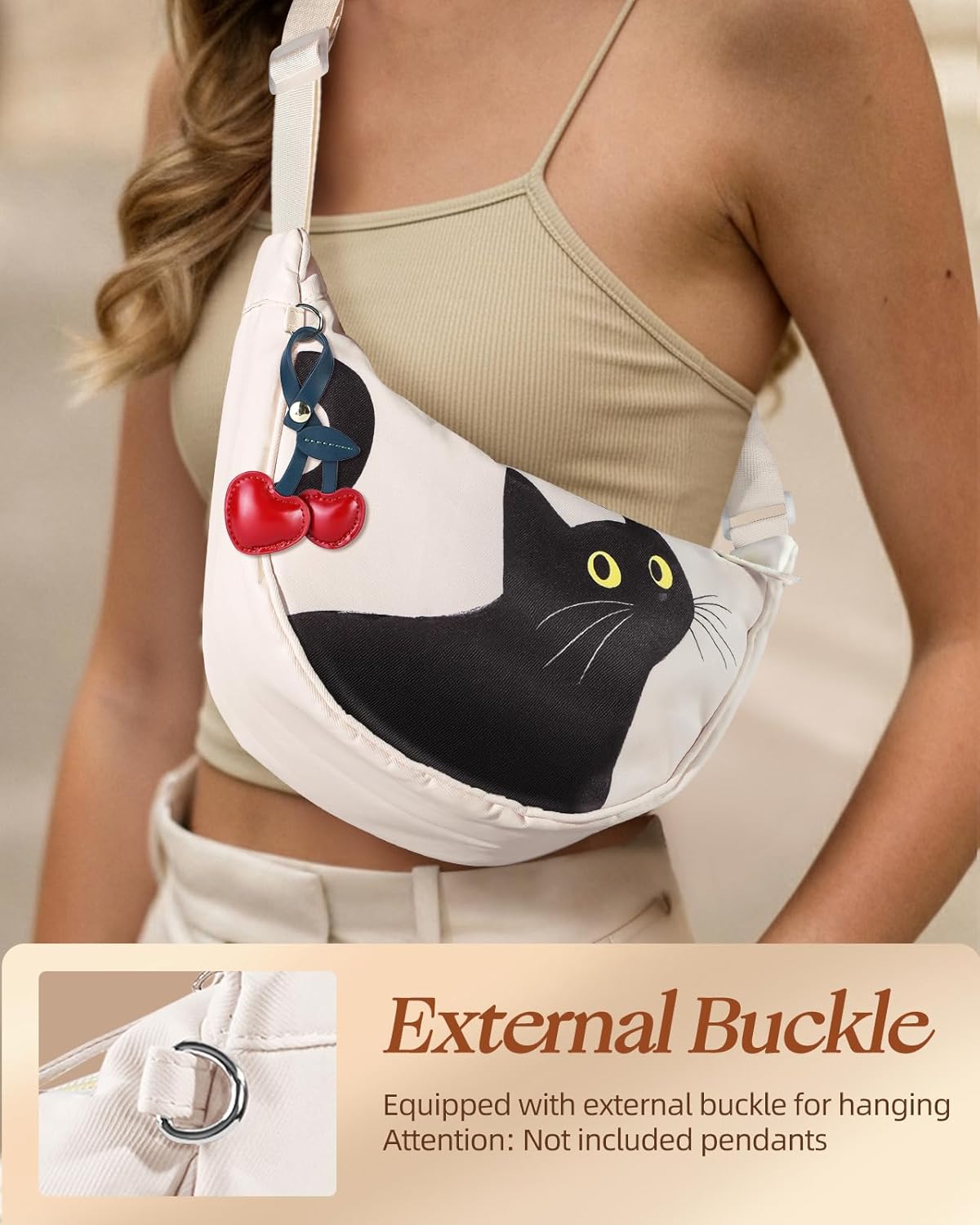 Crescent Crossbody Bags for Women - Nylon Small Crescent Shoulder Bags for Women Teen Girl Cute for Travel - Image 3