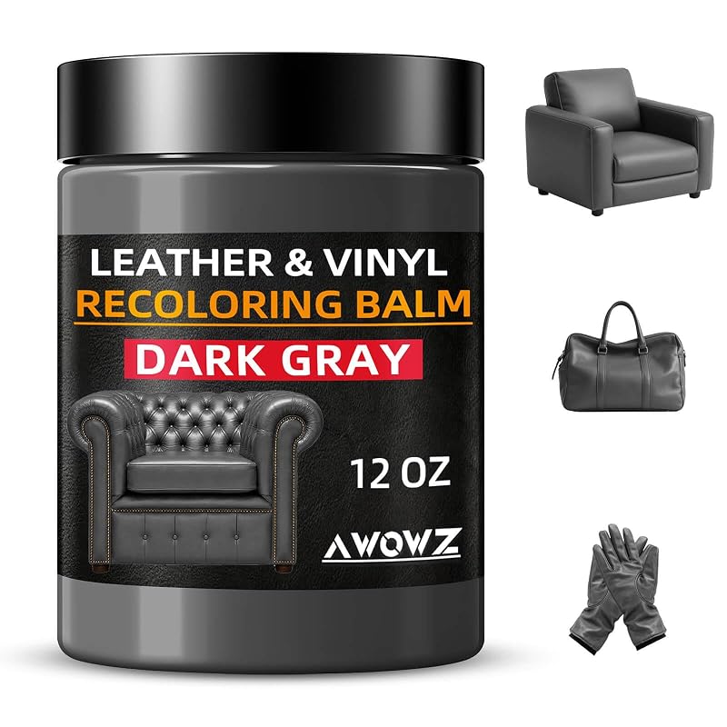 Kit de Reparo e Recoloração de Couro AWOWZ Dark Gray com Bálsamo de 355 mL
