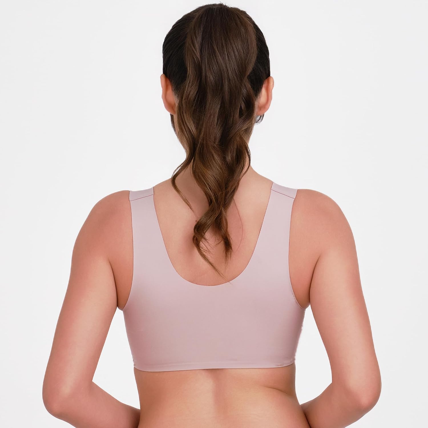 Floatley Smoothly Comfort Wirefree W Support Full Coverage Back Smoothing Easy Pullover Embedded Pad Seamless Bra for Women