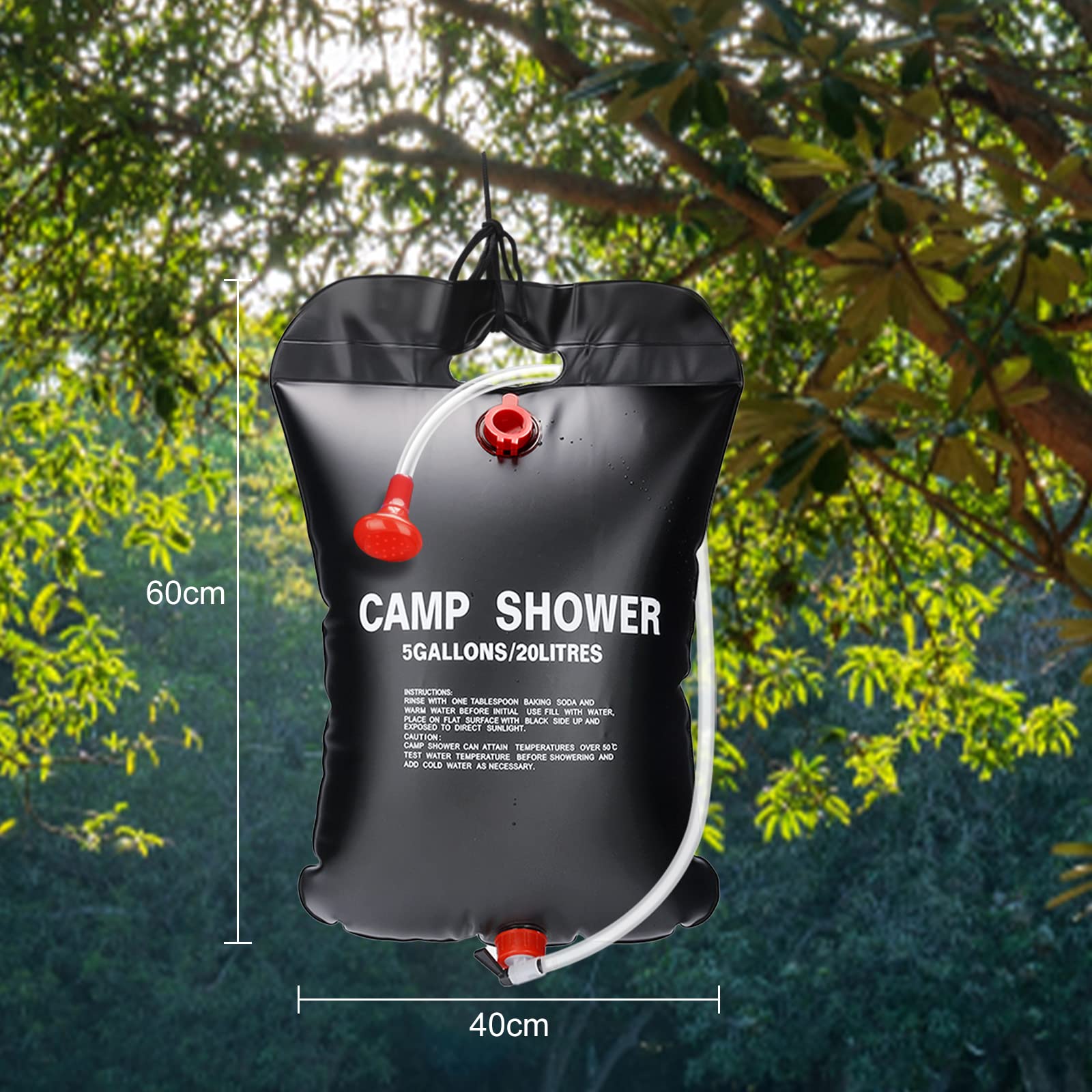Sac De Douche Solaire 20L – Pliable Et Portable Pour Camping, Plage, Randonnée, Avec Pommeau Et Tuyau Réglable
