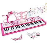 Toys for 3+ Year Old Girls Gift: 49 Keys Kids Piano Keyboard Multifunctional Educational Musical Instrument Toy with Microphone, Earphone, Dual Speakers, Birthday and Xmas Gifts for 3+ Girls Toys