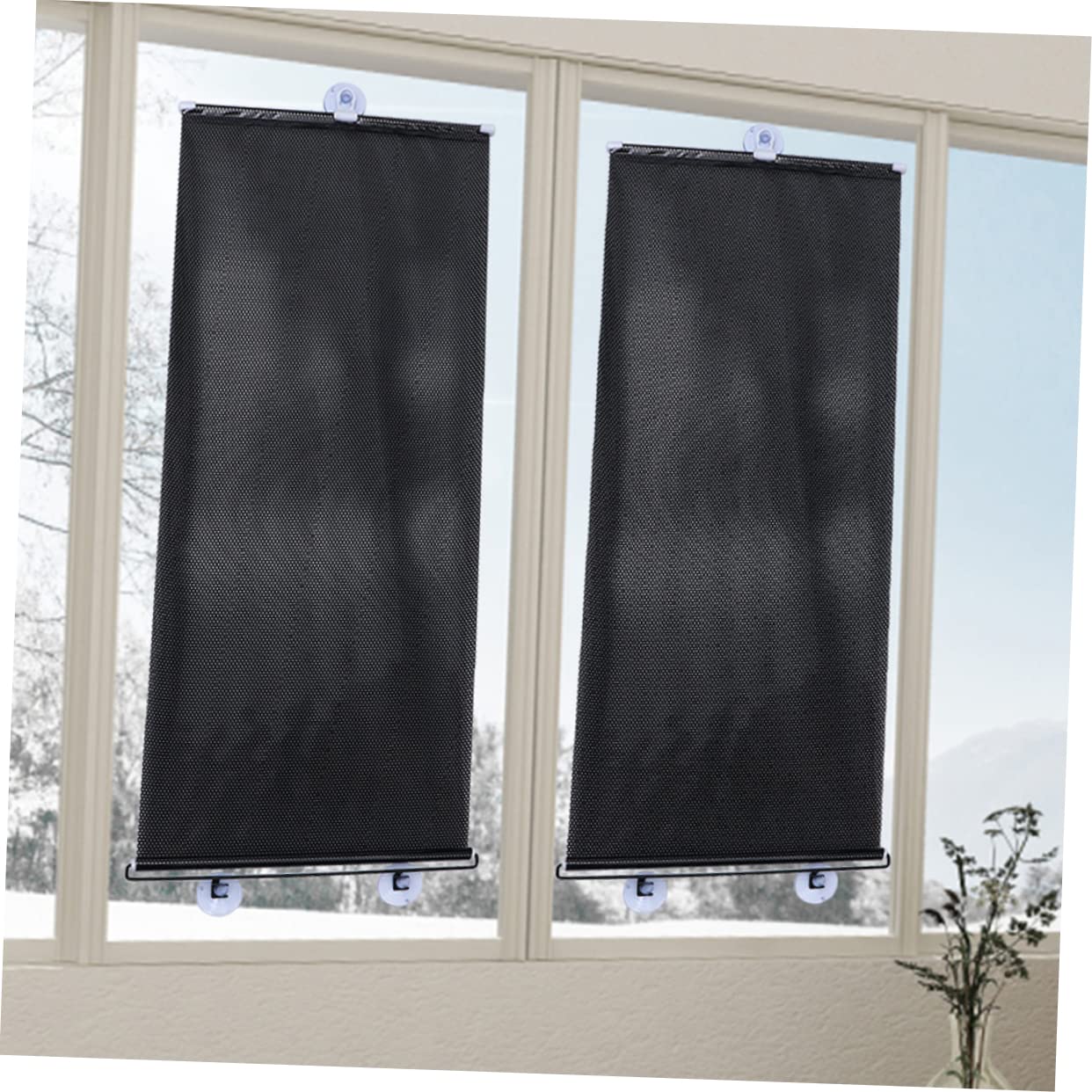 POPETPOP 4 Set Oscurante Auto Pieghevole con Ventosa Parasole Parabrezza PVC Resistente AI Graffi Isolante per Protezione Finestrino Facile da Riporre e Usare Nero