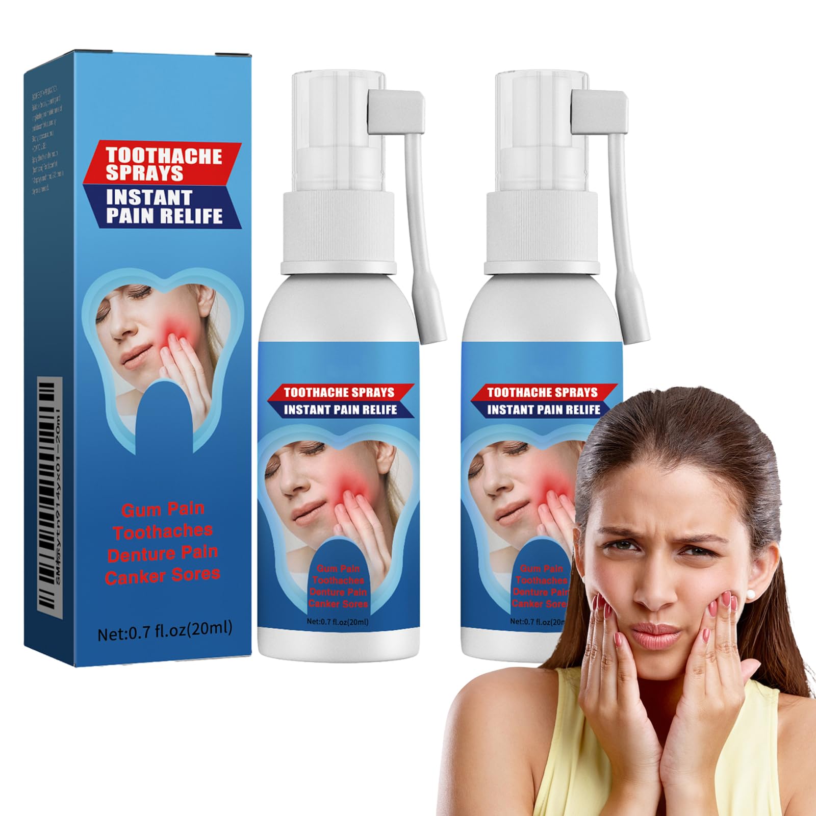 2 sztuki szybkiej ulgi stomatologicznej spray, ulga w sprayu do bólu zębów ziołowy spray do pielęgnacji jamy ustnej, łagodzenie bólu dziąseł i próchnicy