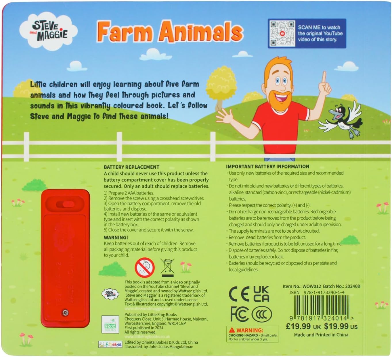 Steve e Maggie Libro Sonoro Animali della Fattoria, 10 Pulsanti con Canzoni per Bambini, Libro Educativo Interattivo per 3+ Anni