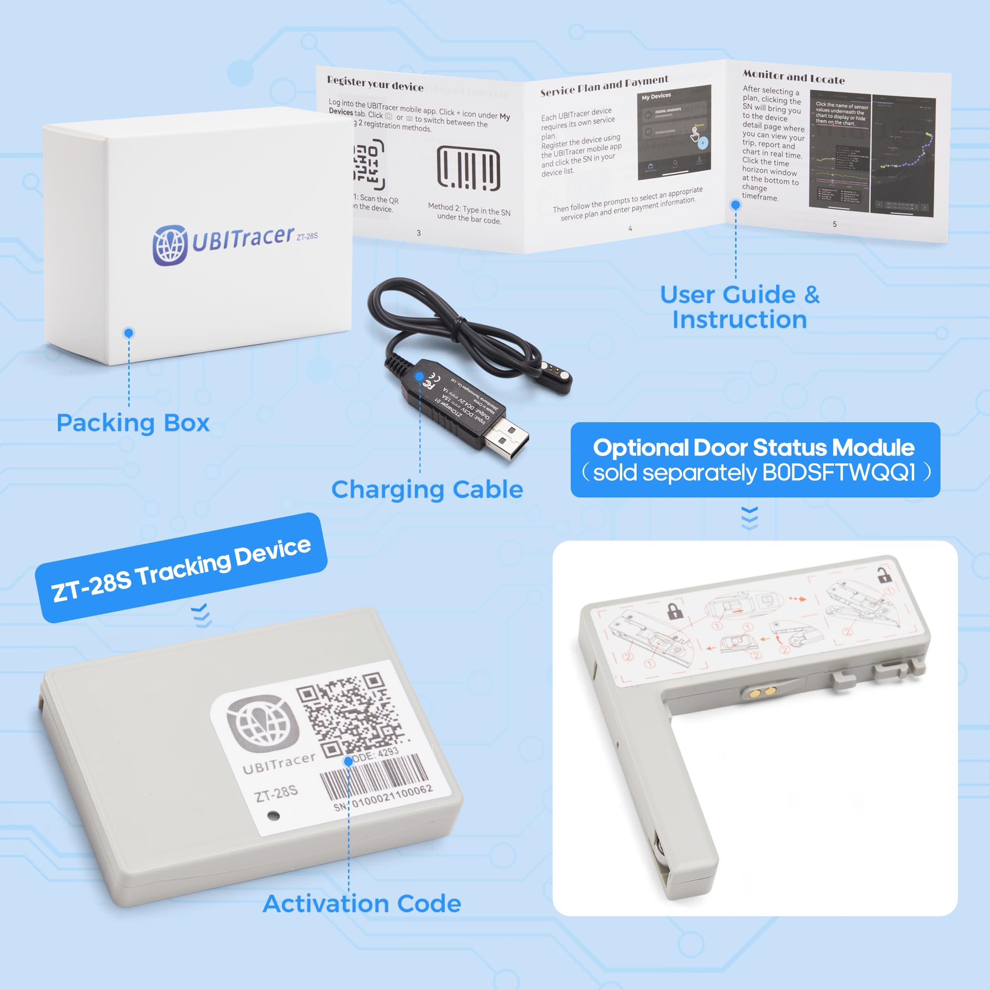 UBITracer Multi-Sensor GPS Tracker for Vehicles, Asset Tracking, Temperature Monitor, Security Alert. Accurate Location. Long Battery Life. Global Coverage. Subscription Required with Free Trial.