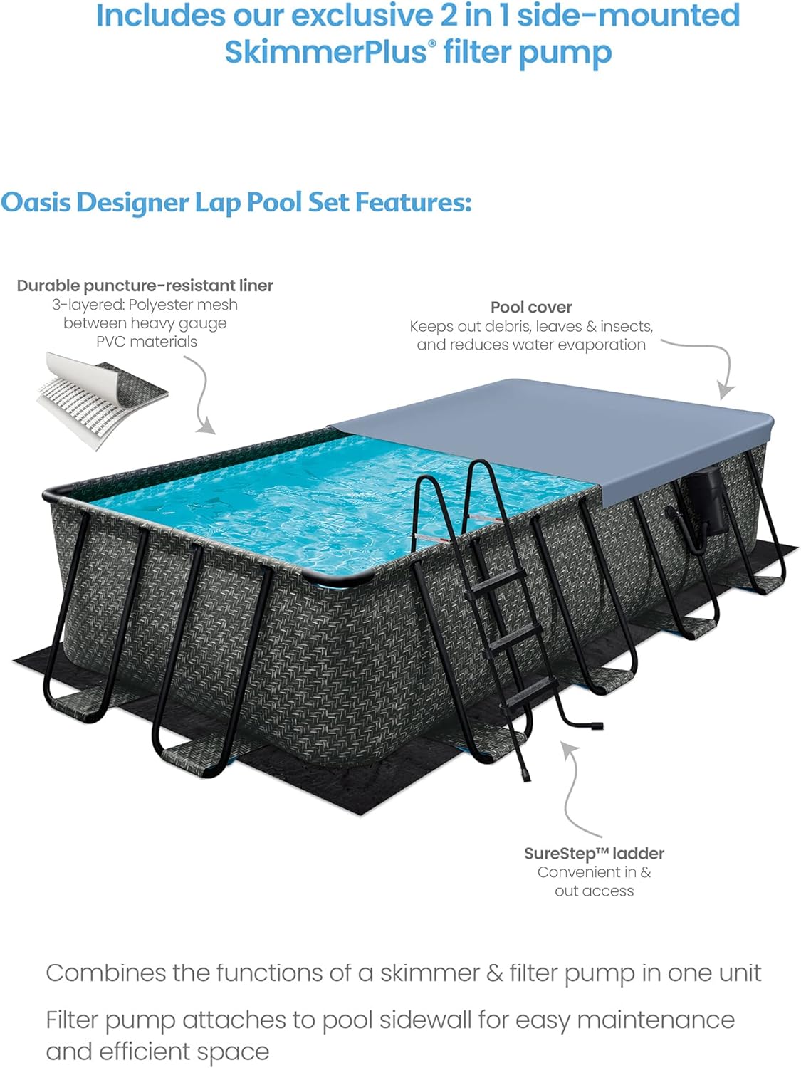 Funsicle Oasis Designer Pool with cover and ladder