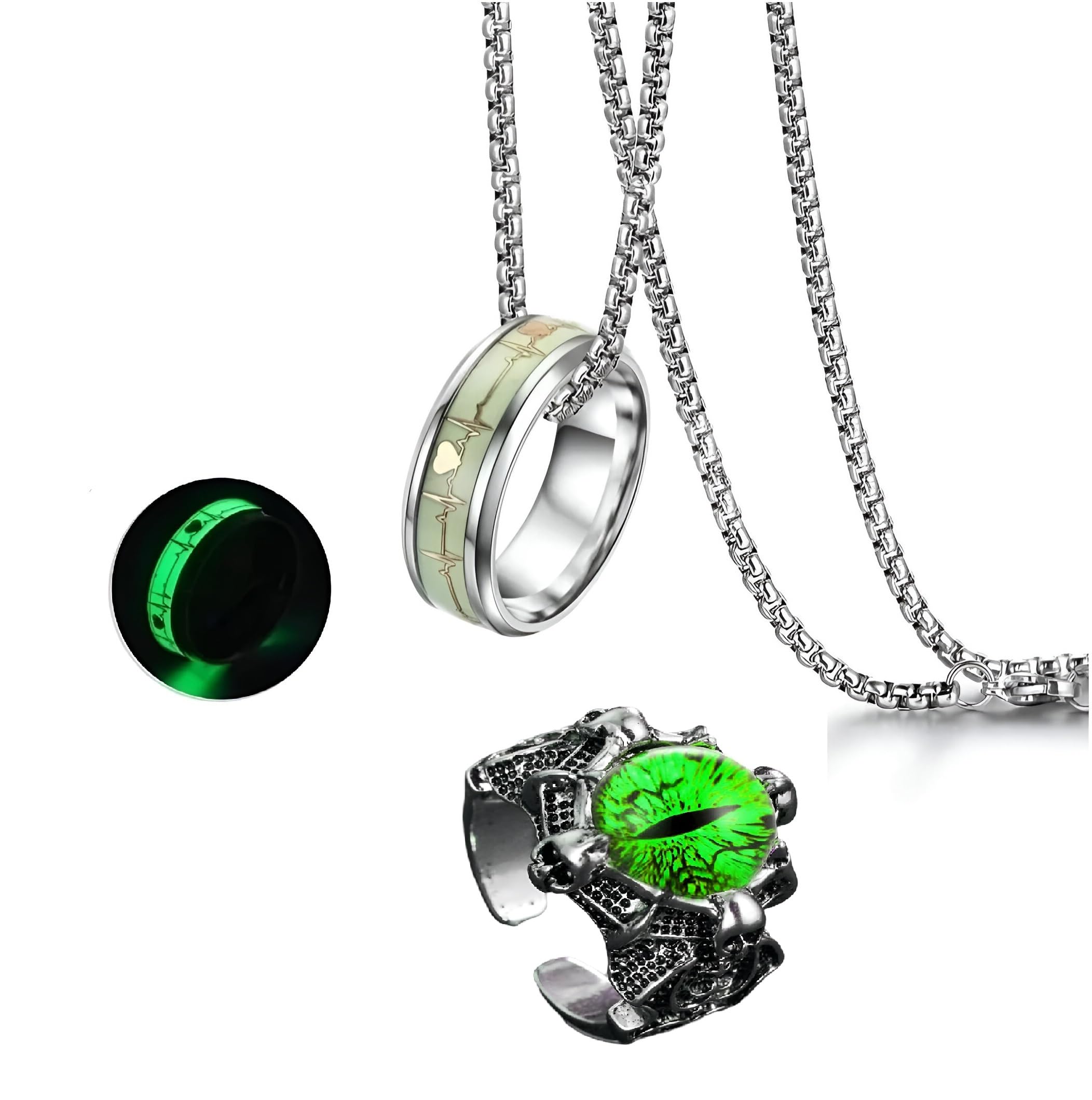 R Art Artificial Jewellery Neck Chain For Men Radium Ring (Glow in the Dark) With Adjustable Green Dragon Eye Ring, Pendant Necklace For Men & Boys Anniversary Gift For Husband (B0DDTZ26BP) Amazon Price History, Amazon Price Tracker