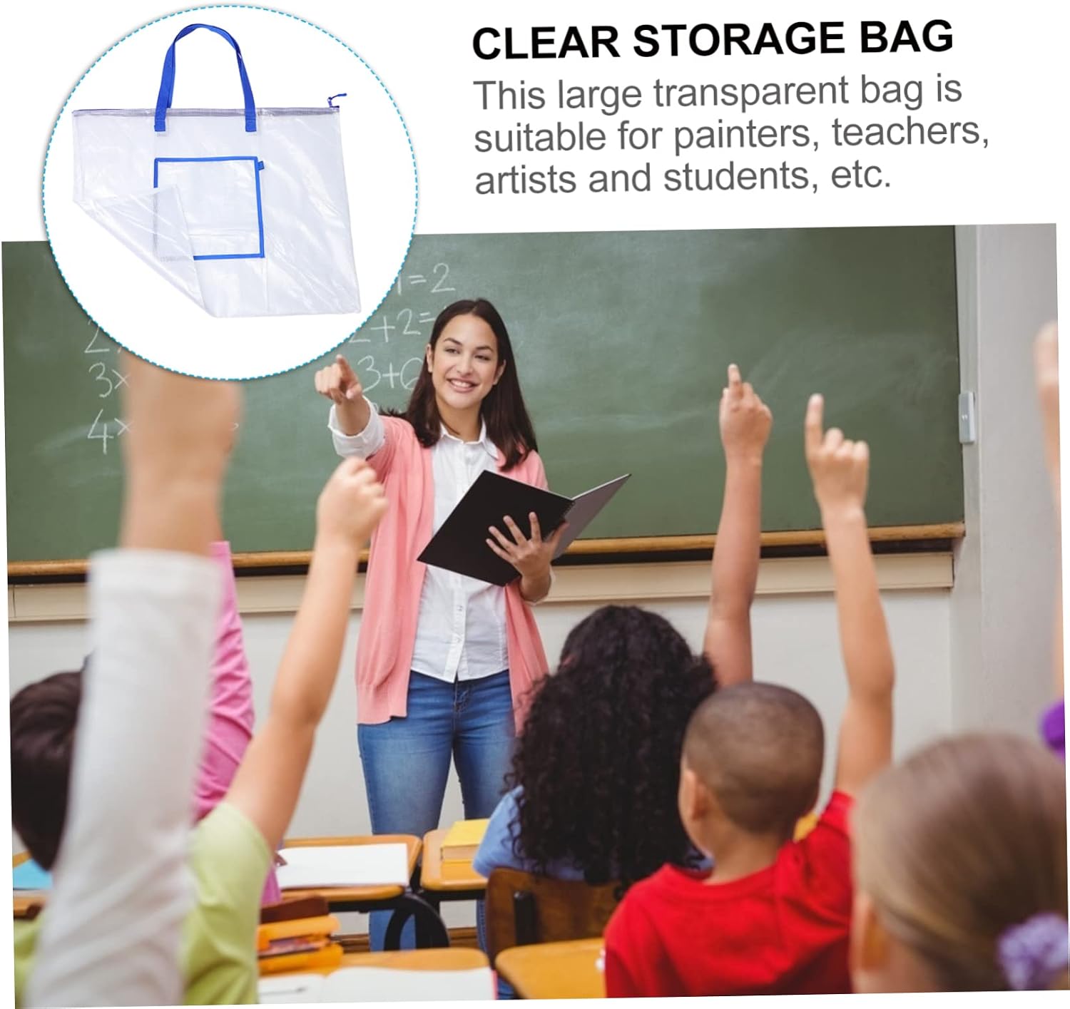Art Portfolio Bag Handle Zipper Storage Bag for Office Tote Purse for Teachers