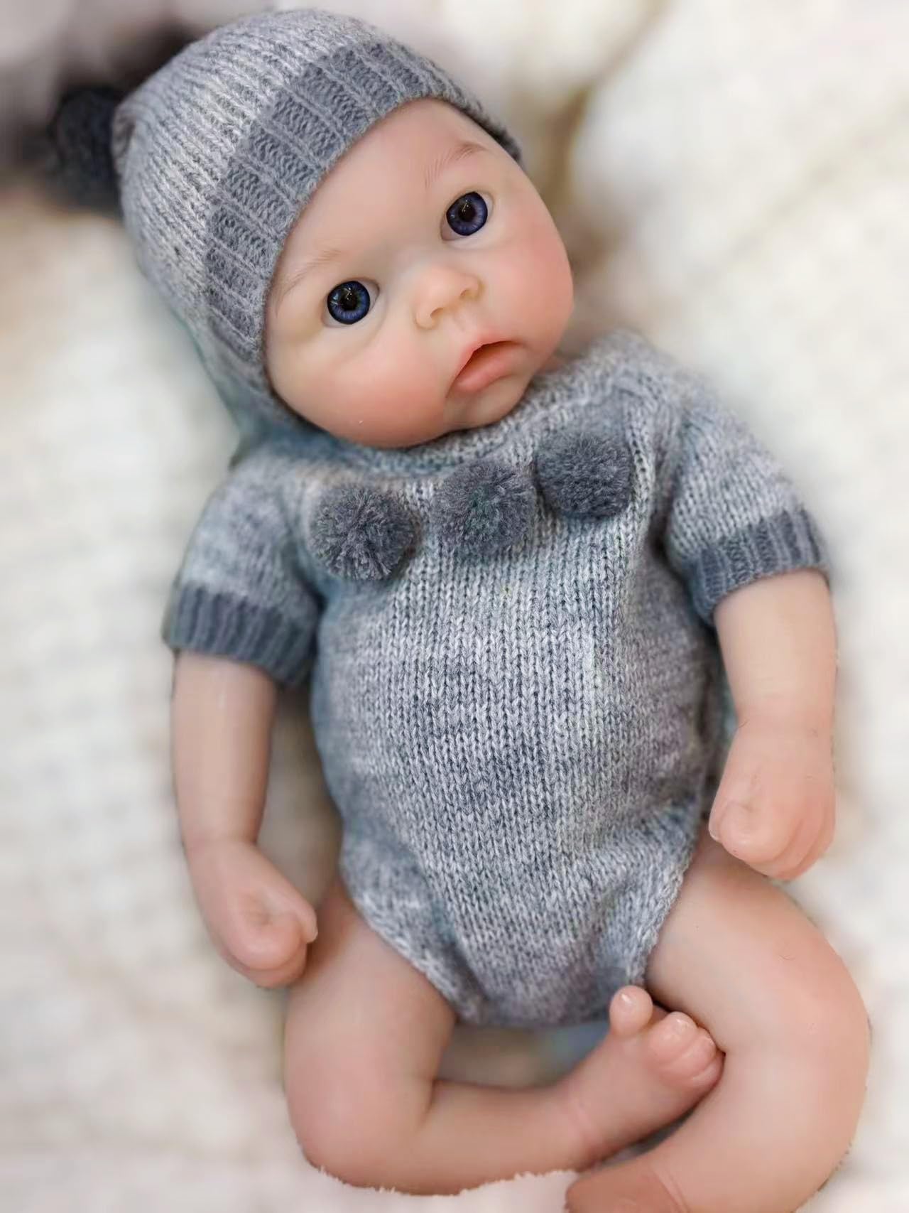 Reborn Babypuppen aus Silikon, 13 Zoll, realistische Silikon-Babypuppe, Set für Kinder ab 3 Jahren