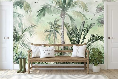 Murwall Tropical Wallpaper Palm Tree Wall Mural Tropical Leaves Wallpaper Living Room Bedroom Entryway Cafe