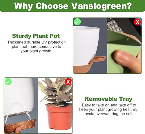 Miniatura 3 de Macetas de flores, macetas auto-regables de 876.565.55 pulgadas para plantas de interior y exterior con agujero de drenaje, macetas de plástico para